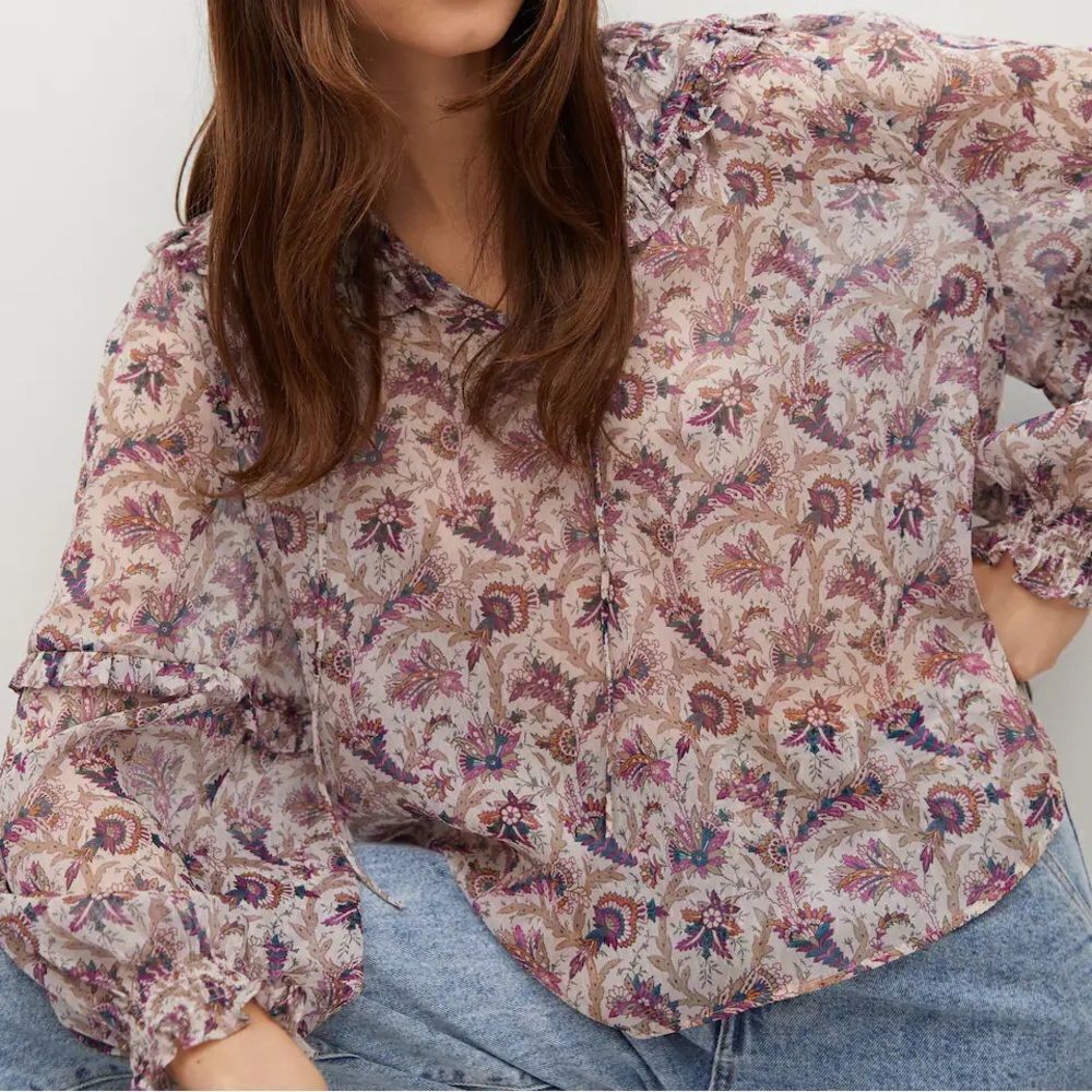 Mango Flowy Floral Blouse New